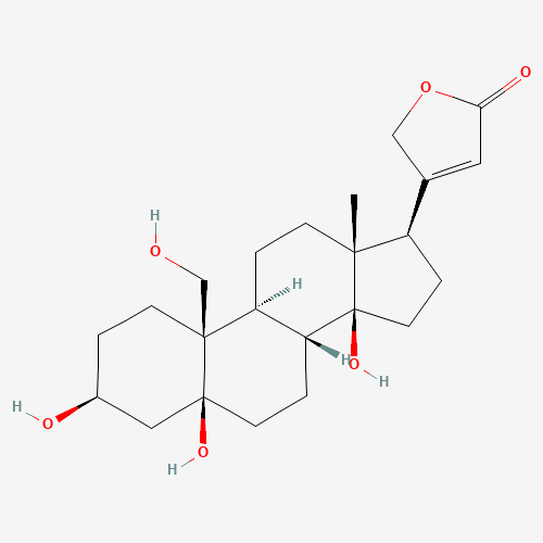 3-[(3S,5S,8R,9S,10R,13R,14S,17R)-3,5,14-trihydroxy-10-(hydroxymethyl)-13-methyl-2,3,4,6,7,8,9,11,12,15,16,17-dodecahydro-1H-cyclopenta[a]phenanthren-17-yl]-2H-furan-5-one (CAS: 560-54-3) - Related Chemical Product