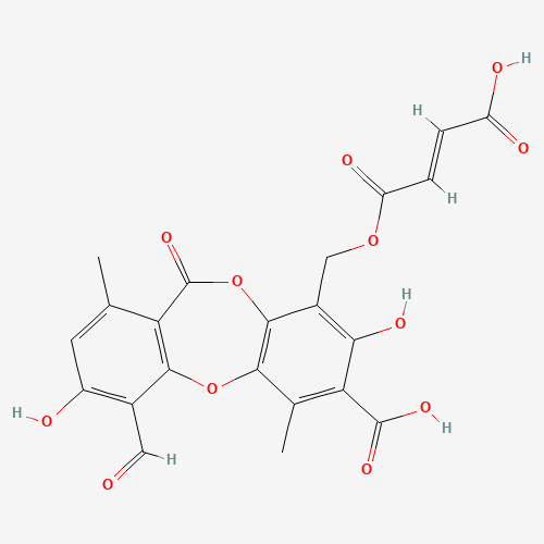 4-[[(E)-3-carboxyprop-2-enoyl]oxymethyl]-10-formyl-3,9-dihydroxy-1,7-dimethyl-6-oxobenzo[b][1,4]benzodioxepine-2-carboxylic acid (CAS: 489-50-9) - Related Chemical Product