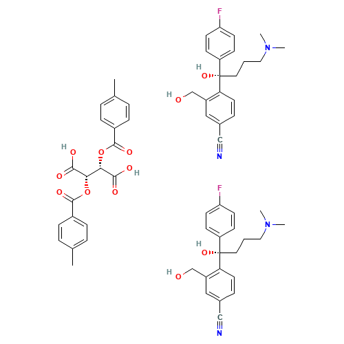 (2S,3S)-2,3-bis[(4-methylbenzoyl)oxy]butanedioic acid;4-[(1S)-4-(dimethylamino)-1-(4-fluorophenyl)-1-hydroxybutyl]-3-(hydroxymethyl)benzonitrile (CAS: 128173-53-5) - Related Chemical Product