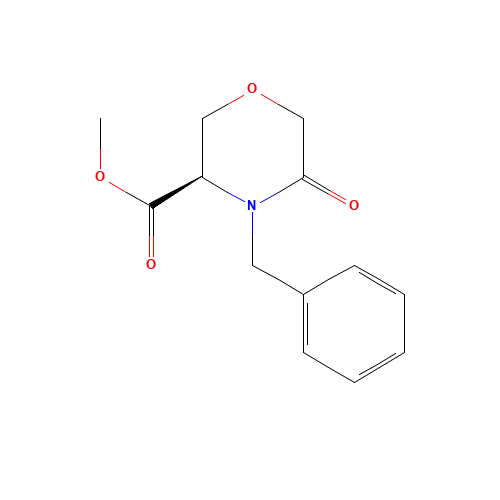 methyl (3R)-4-benzyl-5-oxomorpholine-3-carboxylate (CAS: 1235639-75-4) - Chemical Structure and Molecular Formula 