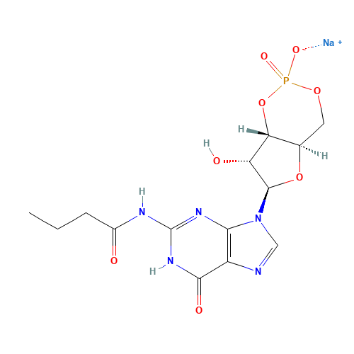 sodium;N-[9-[(4aR,6R,7R,7aS)-7-hydroxy-2-oxido-2-oxo-4a,6,7,7a-tetrahydro-4H-furo[3,2-d][1,3,2]dioxaphosphinin-6-yl]-6-oxo-3H-purin-2-yl]butanamide (CAS: 51115-99-2) - Related Chemical Product