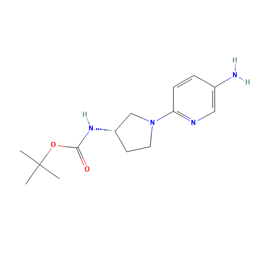 tert-butyl N-[(3S)-1-(5-aminopyridin-2-yl)pyrrolidin-3-yl]carbamate (CAS: 1085843-07-7) - Chemical Structure and Molecular Formula 