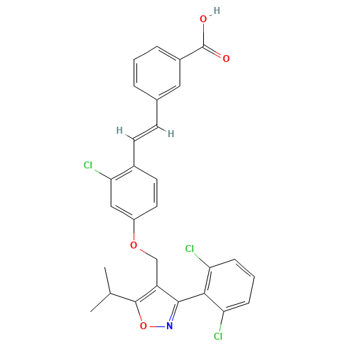 3-[(E)-2-[2-chloro-4-[[3-(2,6-dichlorophenyl)-5-propan-2-yl-1,2-oxazol-4-yl]methoxy]phenyl]ethenyl]benzoic acid (CAS: 1089660-72-9) - Related Chemical Product