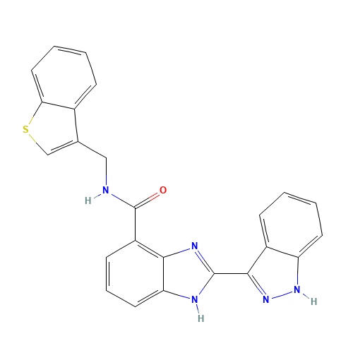 (2E)-N-(1-benzothiophen-3-ylmethyl)-2-(1,2-dihydroindazol-3-ylidene)benzimidazole-4-carboxamide (CAS: 518355-91-4) - Related Chemical Product