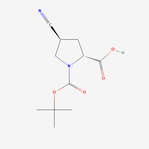 (2R,4S)-4-cyano-1-[(2-methylpropan-2-yl)oxycarbonyl]pyrrolidine-2-carboxylic acid (CAS: 132622-80-1) - Chemical Structure and Molecular Formula 