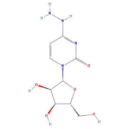 1-[(2R,3R,4S,5R)-3,4-dihydroxy-5-(hydroxymethyl)oxolan-2-yl]-4-hydrazinylpyrimidin-2-one (CAS: 57294-74-3) - Chemical Structure and Molecular Formula 