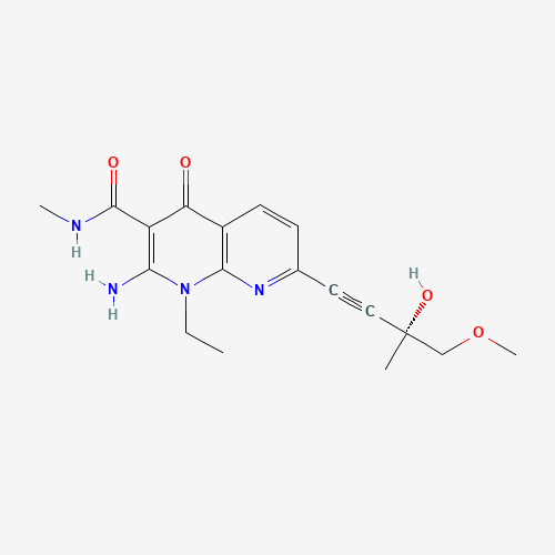 2-amino-1-ethyl-7-[(3R)-3-hydroxy-4-methoxy-3-methylbut-1-ynyl]-N-methyl-4-oxo-1,8-naphthyridine-3-carboxamide (CAS: 1433953-83-3) - Related Chemical Product