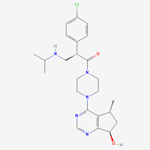 (2S)-2-(4-chlorophenyl)-1-[4-[(5R,7R)-7-hydroxy-5-methyl-6,7-dihydro-5H-cyclopenta[d]pyrimidin-4-yl]piperazin-1-yl]-3-(propan-2-ylamino)propan-1-one (CAS: 1001264-89-6) - Related Chemical Product