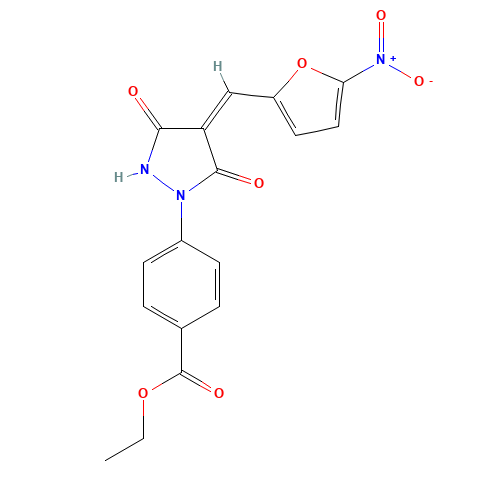 ethyl 4-[(4Z)-4-[(5-nitrofuran-2-yl)methylidene]-3,5-dioxopyrazolidin-1-yl]benzoate (CAS: 418805-02-4) - Related Chemical Product