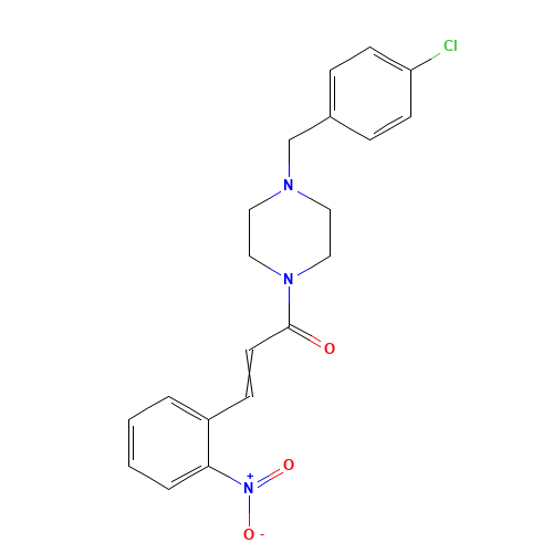 (E)-1-[4-[(4-chlorophenyl)methyl]piperazin-1-yl]-3-(2-nitrophenyl)prop-2-en-1-one (CAS: 960356-21-2) - Related Chemical Product