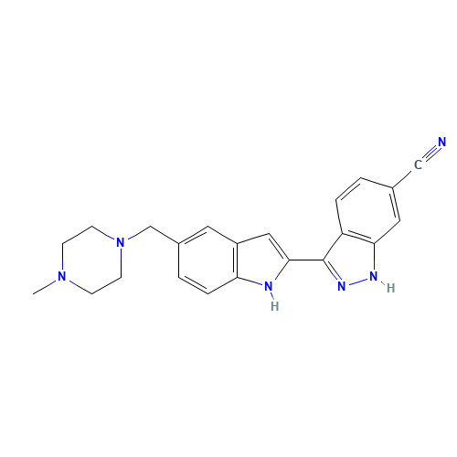 (3E)-3-[5-[(4-methylpiperazin-1-yl)methyl]indol-2-ylidene]-1,2-dihydroindazole-6-carbonitrile (CAS: 1121657-91-7) - Related Chemical Product