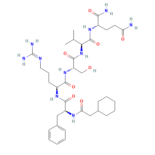 (2S)-2-[[(2S)-2-[[(2S)-2-[[(2S)-2-[[(2S)-2-[(2-cyclohexylacetyl)amino]-3-phenylpropanoyl]amino]-5-(diaminomethylideneamino)pentanoyl]amino]-3-hydroxypropanoyl]amino]-3-methylbutanoyl]amino]pentanediamide (CAS: 113584-01-3) - Related Chemical Product