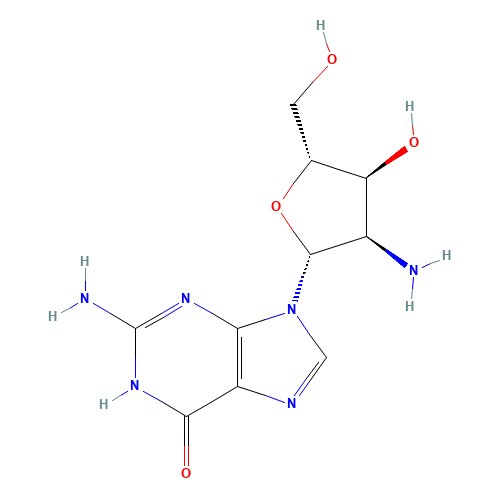 2-amino-9-[(2R,3R,4S,5R)-3-amino-4-hydroxy-5-(hydroxymethyl)oxolan-2-yl]-3H-purin-6-one (CAS: 60966-26-9) - Related Chemical Product