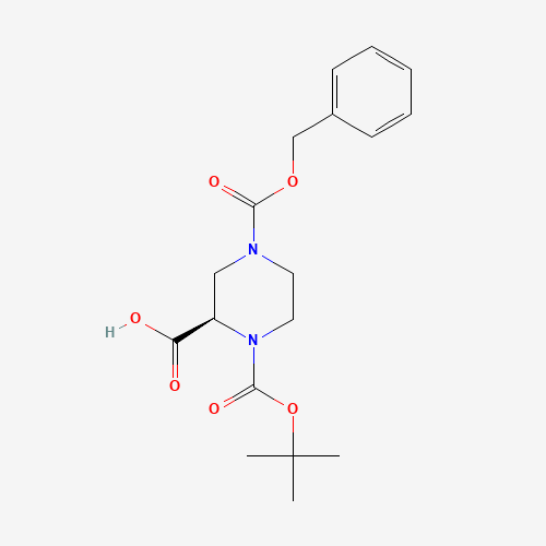 (2R)-1-[(2-methylpropan-2-yl)oxycarbonyl]-4-phenylmethoxycarbonylpiperazine-2-carboxylic acid (CAS: 138775-02-7) - Chemical Structure and Molecular Formula 