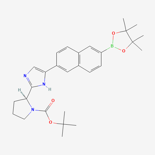 tert-butyl (2S)-2-[5-[6-(4,4,5,5-tetramethyl-1,3,2-dioxaborolan-2-yl)naphthalen-2-yl]-1H-imidazol-2-yl]pyrrolidine-1-carboxylate (CAS: 1228552-26-8) - Related Chemical Product
