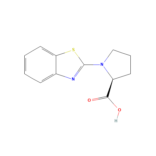 (2S)-1-(1,3-benzothiazol-2-yl)pyrrolidine-2-carboxylic acid (CAS: 1103819-64-2) - Chemical Structure and Molecular Formula 