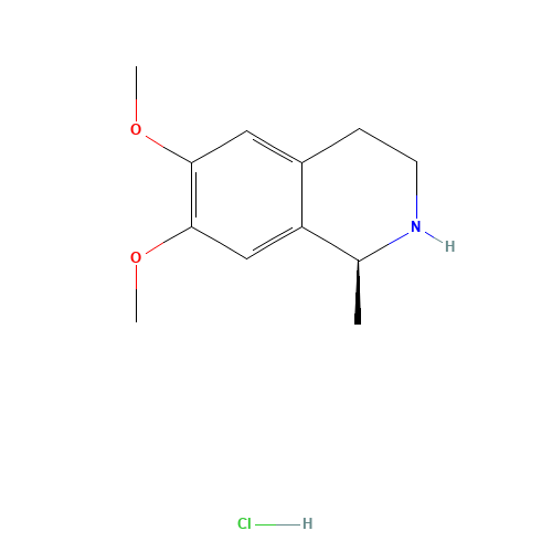 (1S)-6,7-dimethoxy-1-methyl-1,2,3,4-tetrahydroisoquinoline;hydrochloride (CAS: 883-87-4) - Chemical Structure and Molecular Formula 