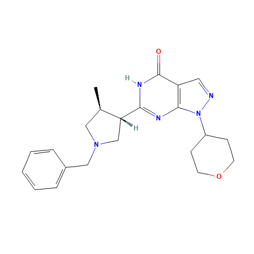 6-[(3S,4S)-1-benzyl-4-methylpyrrolidin-3-yl]-1-(oxan-4-yl)-2H-pyrazolo[3,4-d]pyrimidin-4-one (CAS: 1082743-70-1) - Related Chemical Product