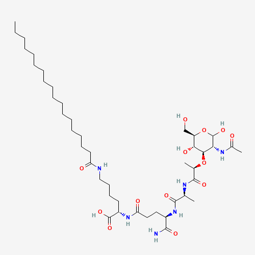 (2S)-2-[[(4R)-4-[[(2S)-2-[[(2R)-2-[(3R,4R,5S,6R)-3-acetamido-2,5-dihydroxy-6-(hydroxymethyl)oxan-4-yl]oxypropanoyl]amino]propanoyl]amino]-5-amino-5-oxopentanoyl]amino]-6-(octadecanoylamino)hexanoic acid (CAS: 78113-36-7) - Related Chemical Product