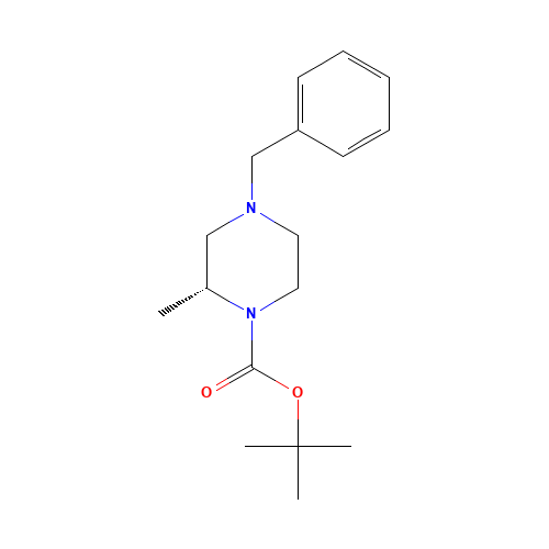 tert-butyl (2R)-4-benzyl-2-methylpiperazine-1-carboxylate (CAS: 170033-58-6) - Chemical Structure and Molecular Formula 