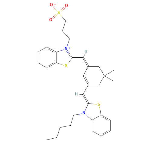 3-[2-[(E)-[5,5-dimethyl-3-[(E)-(3-pentyl-1,3-benzothiazol-2-ylidene)methyl]cyclohex-2-en-1-ylidene]methyl]-1,3-benzothiazol-3-ium-3-yl]propane-1-sulfonate (CAS: 122341-51-9) - Related Chemical Product