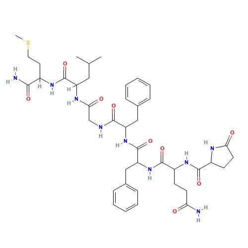 (2S)-N-[(2S)-1-[[(2S)-1-[[2-[[(2S)-1-[[(2S)-1-amino-4-methylsulfanyl-1-oxobutan-2-yl]amino]-4-methyl-1-oxopentan-2-yl]amino]-2-oxoethyl]amino]-1-oxo-3-phenylpropan-2-yl]amino]-1-oxo-3-phenylpropan-2-yl]-2-[[(2S)-5-oxopyrrolidine-2-carbonyl]amino]pentanedi (CAS: 56104-22-4) - Related Chemical Product