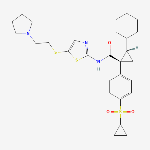 (1R,2S)-2-cyclohexyl-1-(4-cyclopropylsulfonylphenyl)-N-[5-(2-pyrrolidin-1-ylethylsulfanyl)-1,3-thiazol-2-yl]cyclopropane-1-carboxamide (CAS: 1234703-40-2) - Related Chemical Product