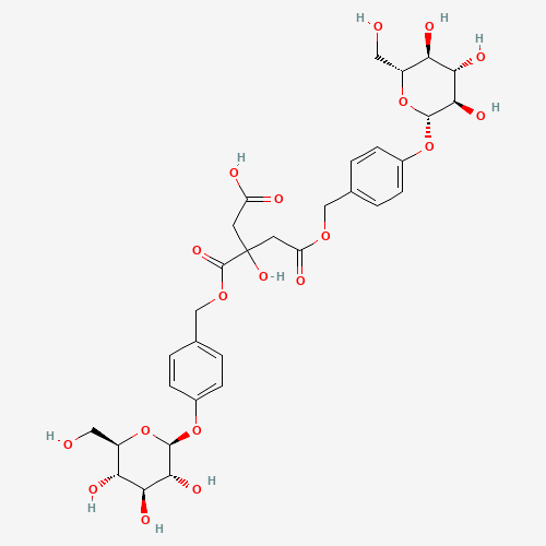 3-hydroxy-5-oxo-5-[[4-[(2S,3R,4S,5S,6R)-3,4,5-trihydroxy-6-(hydroxymethyl)oxan-2-yl]oxyphenyl]methoxy]-3-[[4-[(2S,3R,4S,5S,6R)-3,4,5-trihydroxy-6-(hydroxymethyl)oxan-2-yl]oxyphenyl]methoxycarbonyl]pentanoic acid (CAS: 174972-79-3) - Related Chemical Product