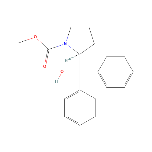 methyl (2S)-2-[hydroxy(diphenyl)methyl]pyrrolidine-1-carboxylate (CAS: 352535-68-3) - Chemical Structure and Molecular Formula 