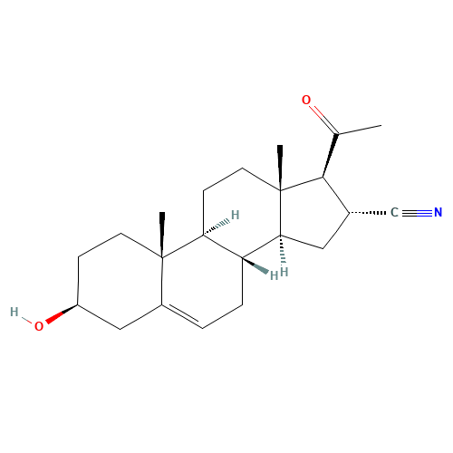 (3S,8S,9S,10R,13S,14S,16R,17S)-17-acetyl-3-hydroxy-10,13-dimethyl-2,3,4,7,8,9,11,12,14,15,16,17-dodecahydro-1H-cyclopenta[a]phenanthrene-16-carbonitrile (CAS: 1434-54-4) - Related Chemical Product