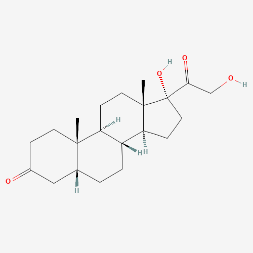 (5R,8R,9S,10S,13S,14S,17R)-17-hydroxy-17-(2-hydroxyacetyl)-10,13-dimethyl-2,4,5,6,7,8,9,11,12,14,15,16-dodecahydro-1H-cyclopenta[a]phenanthren-3-one (CAS: 566-42-7) - Chemical Structure and Molecular Formula 