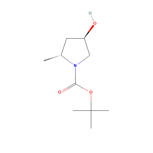 tert-butyl (2R,4R)-4-hydroxy-2-methylpyrrolidine-1-carboxylate (CAS: 114676-93-6) - Chemical Structure and Molecular Formula 