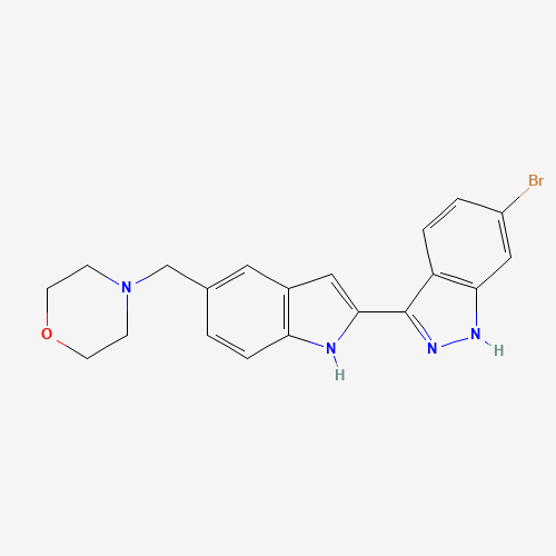 4-[[(2E)-2-(6-bromo-1,2-dihydroindazol-3-ylidene)indol-5-yl]methyl]morpholine (CAS: 945924-51-6) - Related Chemical Product