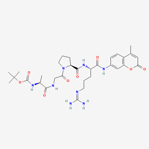 tert-butyl N-[(2S)-1-[[2-[(2S)-2-[[(2S)-5-(diaminomethylideneamino)-1-[(4-methyl-2-oxochromen-7-yl)amino]-1-oxopentan-2-yl]carbamoyl]pyrrolidin-1-yl]-2-oxoethyl]amino]-1-oxopropan-2-yl]carbamate (CAS: 118850-78-5) - Related Chemical Product