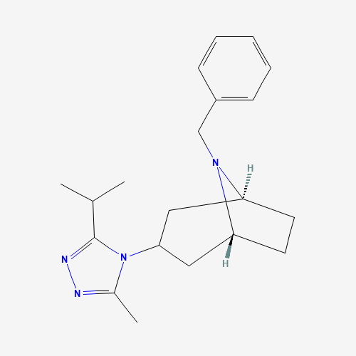 (1S,5R)-8-benzyl-3-(3-methyl-5-propan-2-yl-1,2,4-triazol-4-yl)-8-azabicyclo[3.2.1]octane (CAS: 423165-13-3) - Chemical Structure and Molecular Formula 