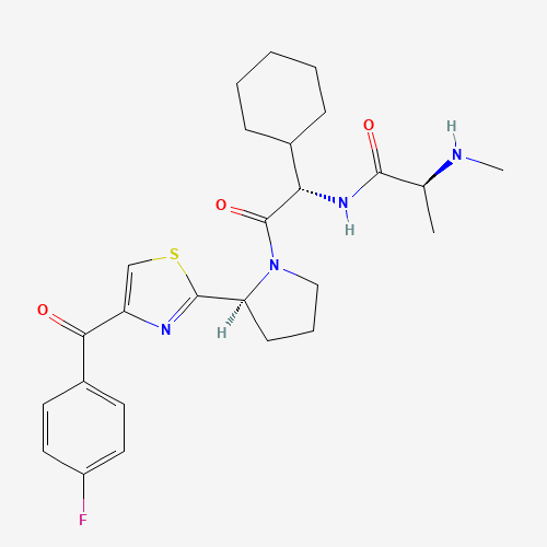 (2S)-N-[(1S)-1-cyclohexyl-2-[(2S)-2-[4-(4-fluorobenzoyl)-1,3-thiazol-2-yl]pyrrolidin-1-yl]-2-oxoethyl]-2-(methylamino)propanamide (CAS: 1005342-46-0) - Related Chemical Product