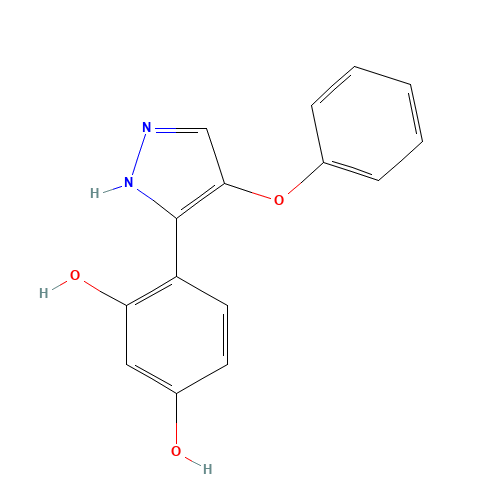 (4Z)-3-hydroxy-4-(4-phenoxy-1,2-dihydropyrazol-3-ylidene)cyclohexa-2,5-dien-1-one (CAS: 263744-90-7) - Chemical Structure and Molecular Formula 