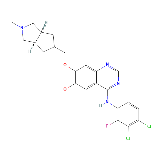 7-[[(3aS,6aR)-2-methyl-3,3a,4,5,6,6a-hexahydro-1H-cyclopenta[c]pyrrol-5-yl]methoxy]-N-(3,4-dichloro-2-fluorophenyl)-6-methoxyquinazolin-4-amine (CAS: 781613-23-8) - Related Chemical Product