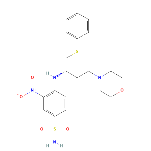 4-[[(2S)-4-morpholin-4-yl-1-phenylsulfanylbutan-2-yl]amino]-3-nitrobenzenesulfonamide (CAS: 872866-40-5) - Chemical Structure and Molecular Formula 