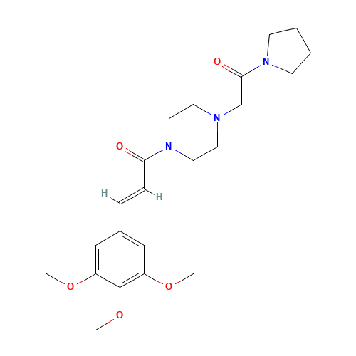 (E)-1-[4-(2-oxo-2-pyrrolidin-1-ylethyl)piperazin-1-yl]-3-(3,4,5-trimethoxyphenyl)prop-2-en-1-one (CAS: 23887-46-9) - Related Chemical Product