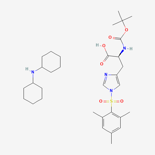N-cyclohexylcyclohexanamine;(2S)-2-[(2-methylpropan-2-yl)oxycarbonylamino]-3-[1-(2,4,6-trimethylphenyl)sulfonylimidazol-4-yl]propanoic acid (CAS: 105931-56-4) - Chemical Structure and Molecular Formula 