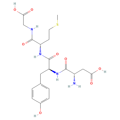 (3S)-3-amino-4-[[(2S)-1-[[(2S)-1-(carboxymethylamino)-4-methylsulfanyl-1-oxobutan-2-yl]amino]-3-(4-hydroxyphenyl)-1-oxopropan-2-yl]amino]-4-oxobutanoic acid (CAS: 80790-40-5) - Chemical Structure and Molecular Formula 