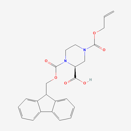 (2S)-1-(9H-fluoren-9-ylmethoxycarbonyl)-4-prop-2-enoxycarbonylpiperazine-2-carboxylic acid (CAS: 915707-71-0) - Chemical Structure and Molecular Formula 