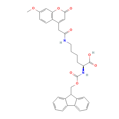 (2S)-2-(9H-fluoren-9-ylmethoxycarbonylamino)-6-[[2-(7-methoxy-2-oxochromen-4-yl)acetyl]amino]hexanoic acid (CAS: 386213-32-7) - Related Chemical Product