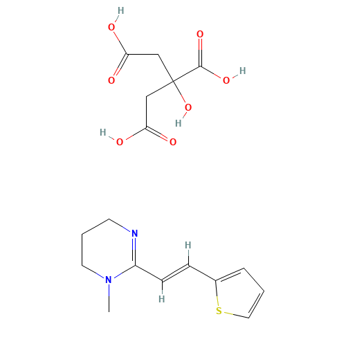 2-hydroxypropane-1,2,3-tricarboxylic acid;1-methyl-2-[(E)-2-thiophen-2-ylethenyl]-5,6-dihydro-4H-pyrimidine (CAS: 5685-86-9) - Related Chemical Product