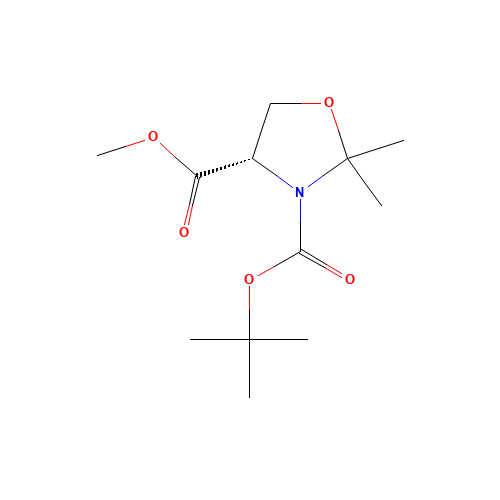 3-O-tert-butyl 4-O-methyl (4S)-2,2-dimethyl-1,3-oxazolidine-3,4-dicarboxylate (CAS: 108149-60-6) - Chemical Structure and Molecular Formula 