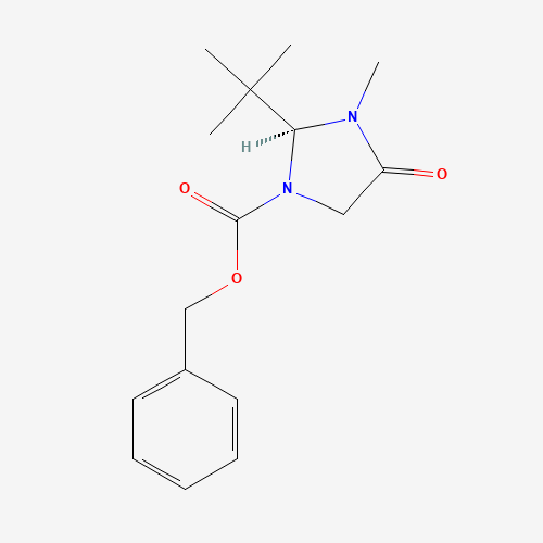 benzyl (2S)-2-tert-butyl-3-methyl-4-oxoimidazolidine-1-carboxylate (CAS: 119906-49-9) - Chemical Structure and Molecular Formula 