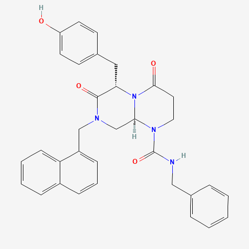 (6S,9aS)-N-benzyl-6-[(4-hydroxyphenyl)methyl]-8-(naphthalen-1-ylmethyl)-4,7-dioxo-3,6,9,9a-tetrahydro-2H-pyrazino[1,2-a]pyrimidine-1-carboxamide (CAS: 847591-62-2) - Related Chemical Product