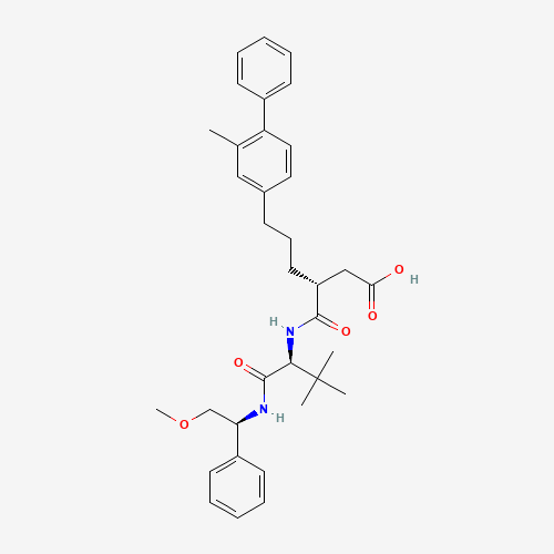 (3R)-3-[[(2S)-1-[[(1S)-2-methoxy-1-phenylethyl]amino]-3,3-dimethyl-1-oxobutan-2-yl]carbamoyl]-6-(3-methyl-4-phenylphenyl)hexanoic acid (CAS: 230961-21-4) - Related Chemical Product