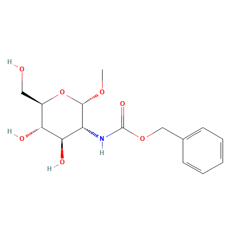 benzyl N-[(2S,3R,4R,5S,6R)-4,5-dihydroxy-6-(hydroxymethyl)-2-methoxyoxan-3-yl]carbamate (CAS: 4704-15-8) - Chemical Structure and Molecular Formula 